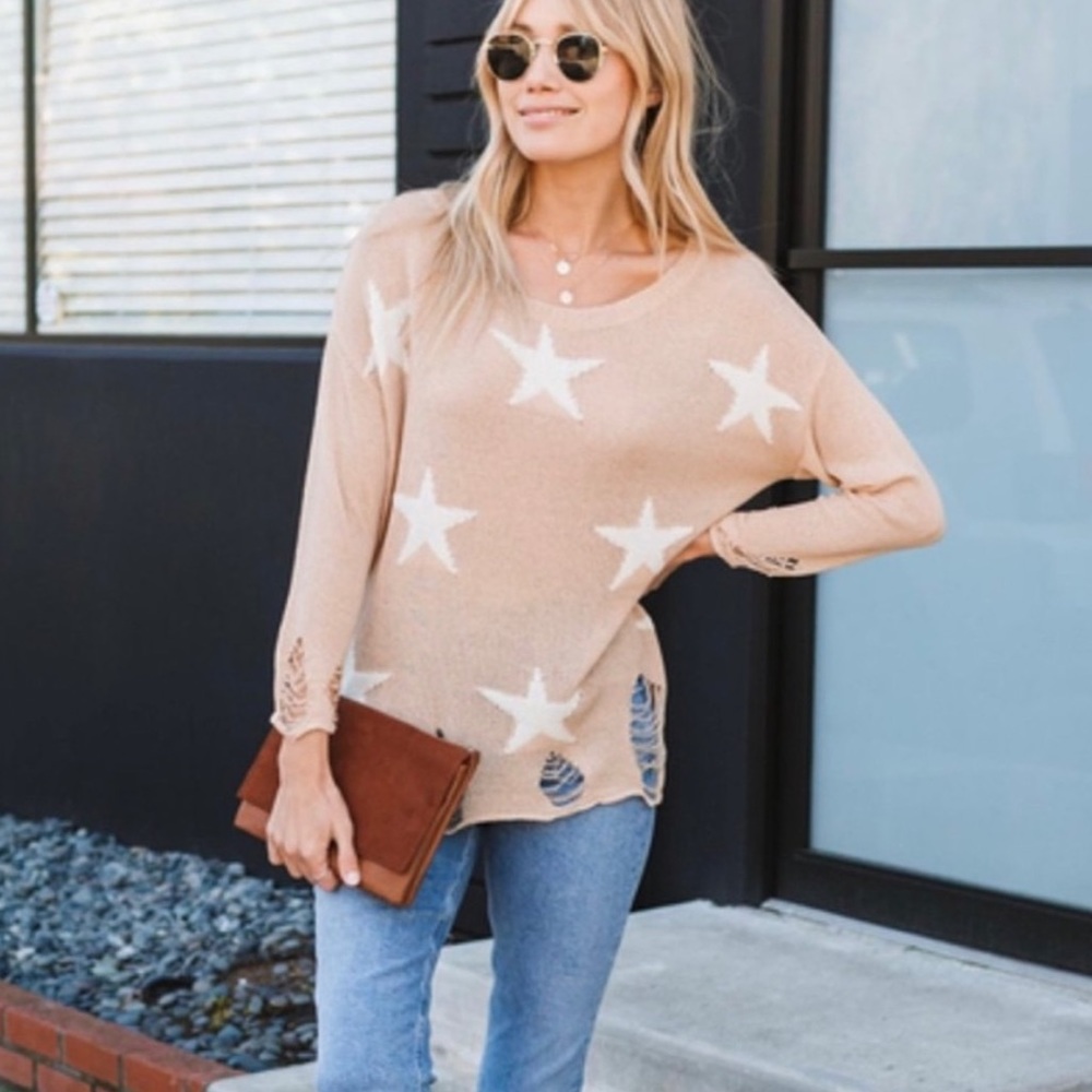 Amaryllis Distressed Starry Eyed  Top- Small